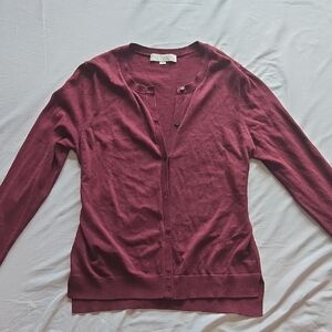 LOFT Burgundy Women's Cardigan Sweater